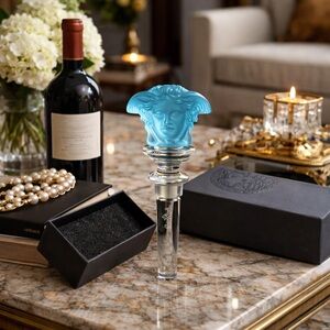 VERSACE Medusa Blue Crystal Wine / Bottle Stopper by Rosenthal | New in Box